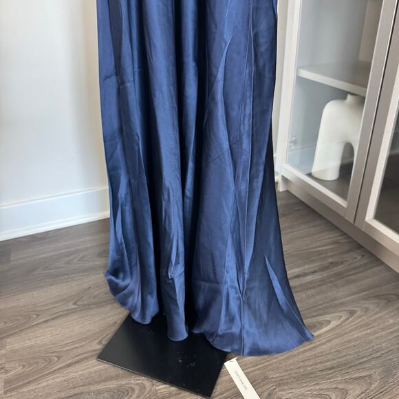 Reformation Pernille Silk Maxi Dress XS NEW Navy Blue Sleeveless V-Cut Tie NWT - Picture 5 of 7